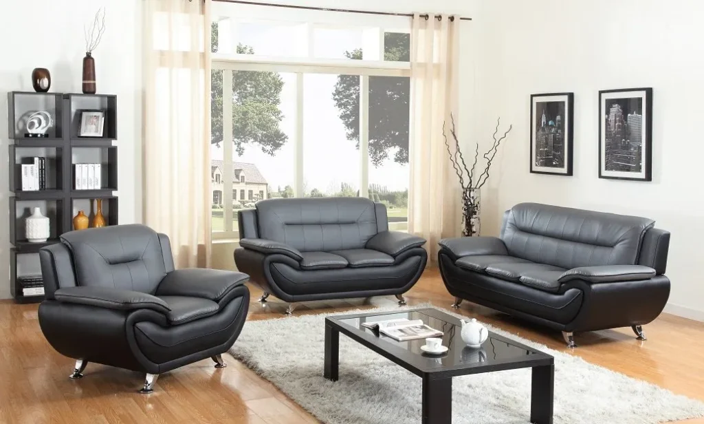 GREY/BLACK SOFA/LOVE/CHAIR 3PC SET- 1074